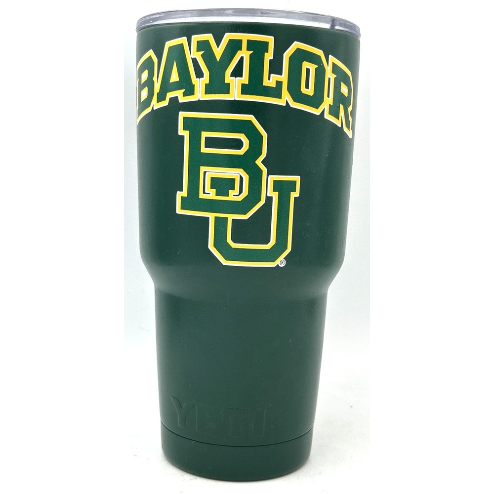 Yeti Tumbler Baylor stickers 30 oz Stainless Steel Cup GREEN With Lid - Picture 1 of 7
